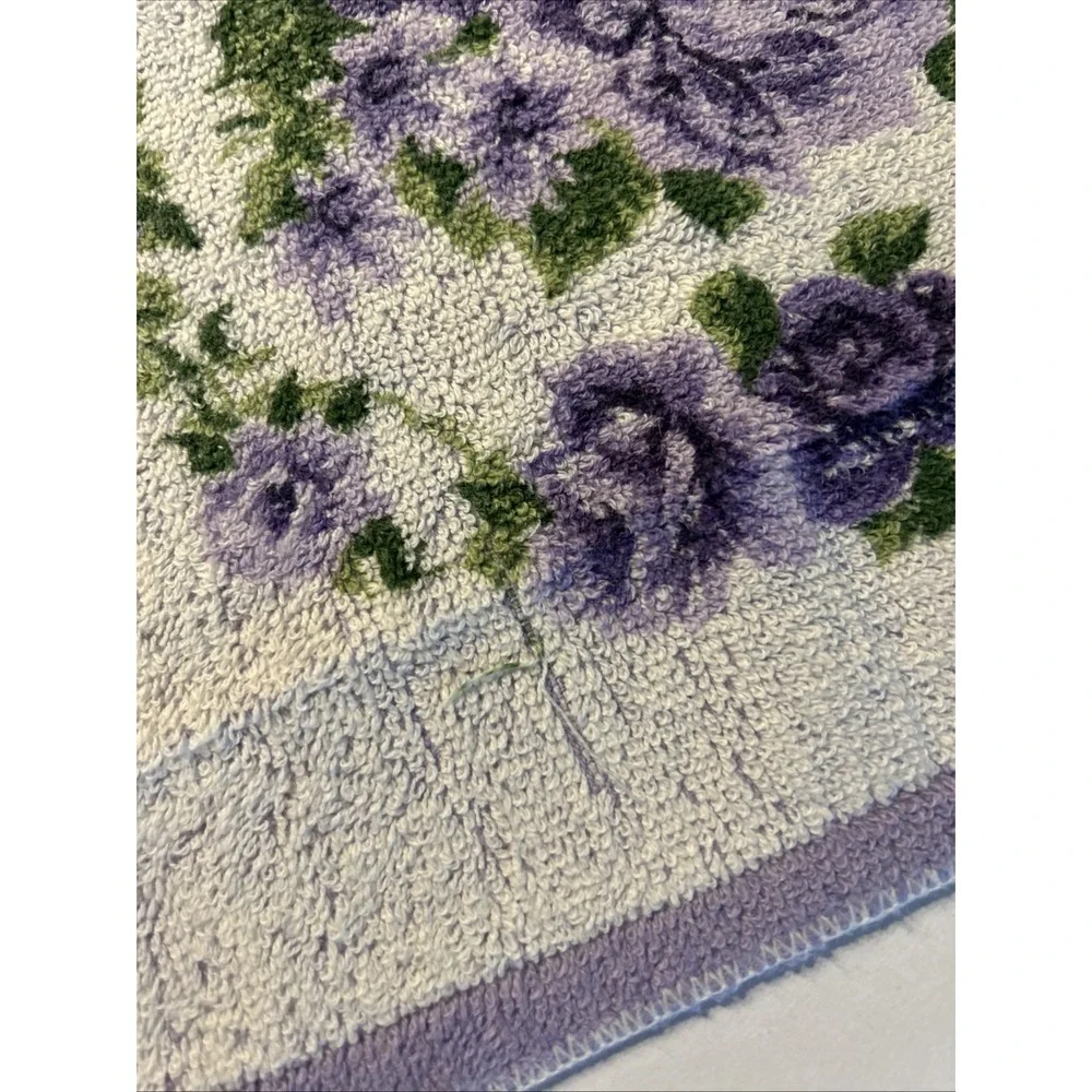 Vtg JCPenney Fashion Manor Floral Lavender Roses Bath & Hand Towel 2 Washcloths